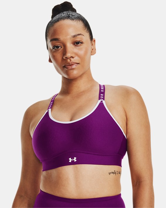 Women's UA Infinity Mid Covered Sports Bra in Purple image number 2
